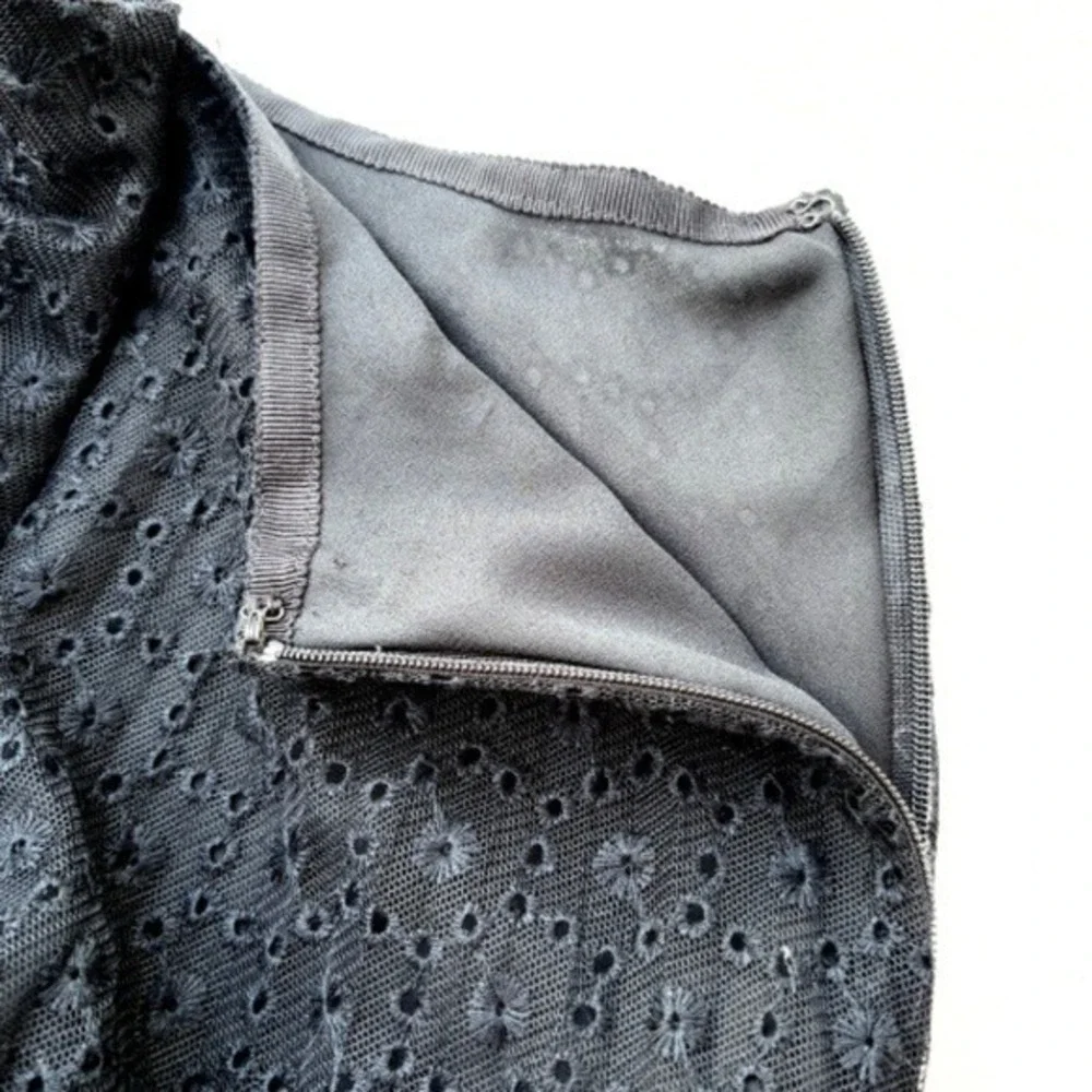 VTG 90s Dana Buchman Full Cut-Away Eyelelet Mini Skirts Size 12 Black - Picture 12 of 12